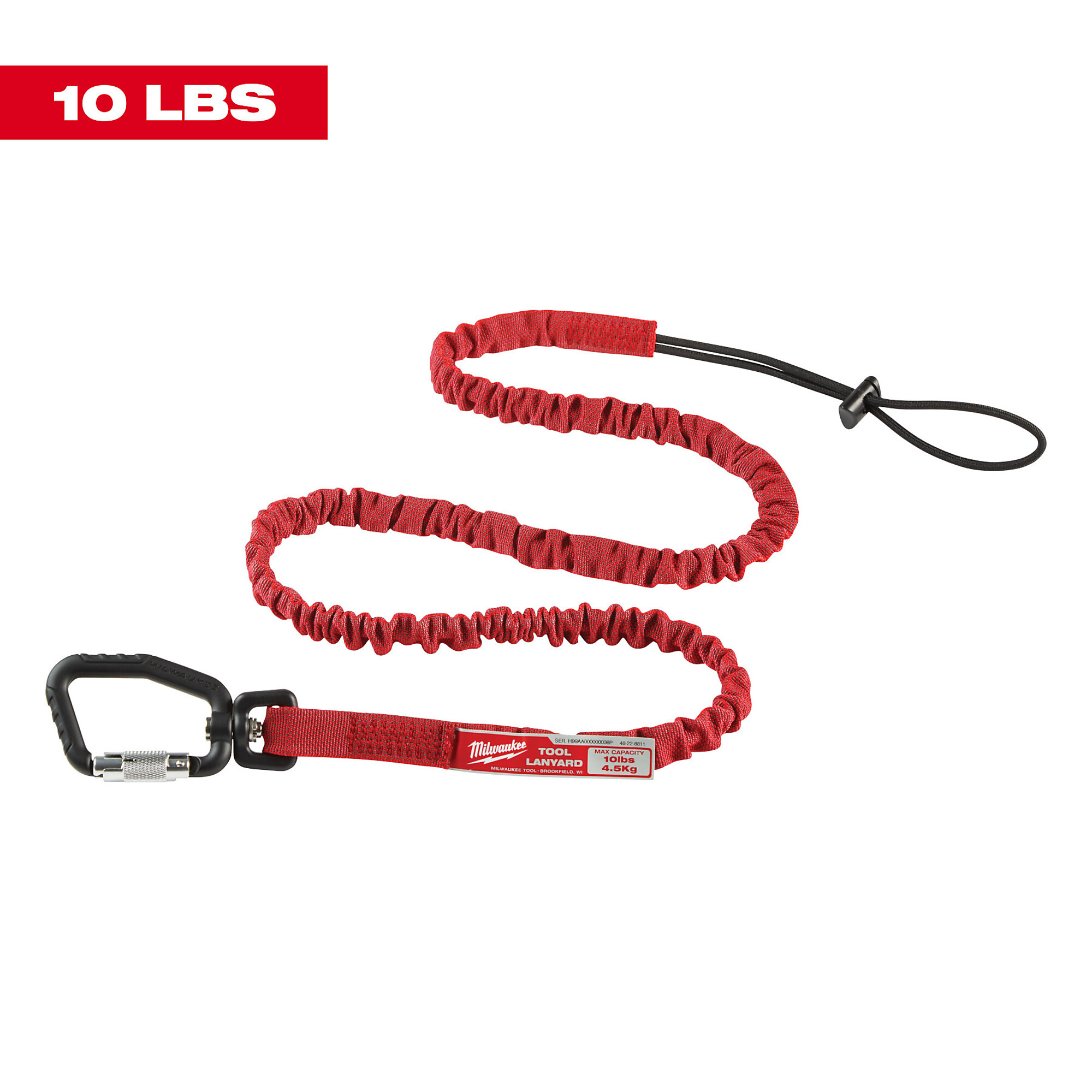 Milwaukee 54in. Extended Reach Locking Tool Lanyard, 10-Lb. Working Load, Model# 48-22-8811
